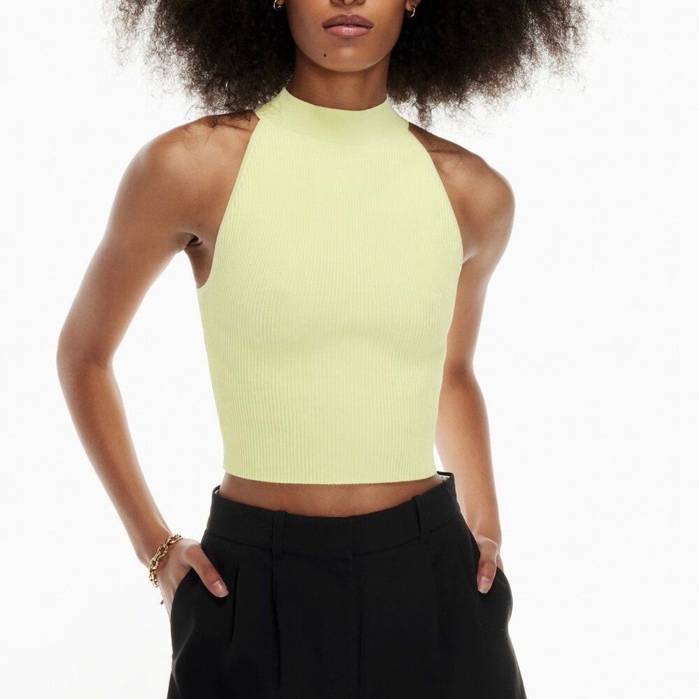 Like New Aritzia Babaton Halter Sleeveless Sculpt Knit Top Size L